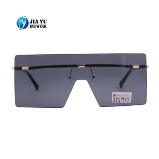 High Quality Fashion One Piece Lens Oversize Large Rimless Square Metal Sunglasses for Women